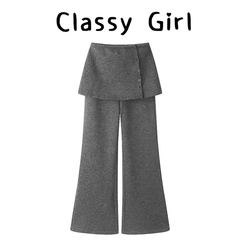 设计感拼接毛呢微喇裤女秋冬加绒大码胖mm假两件遮胯显瘦屁帘裤子,女装/女士精品,大码裤装,淘宝优惠券,粉丝福利购,淘宝优惠卷