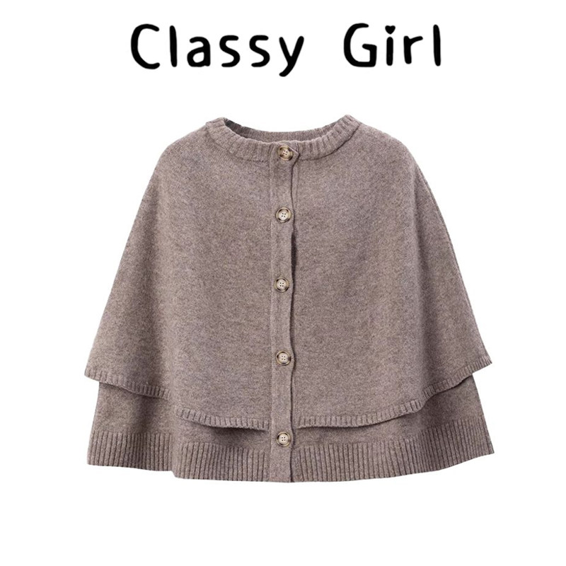 Classy girl 复古千金风小斗篷毛衣设计感圆领中袖针织开衫上衣,女装/女士精品,常规大码外套,淘宝优惠券,粉丝福利购,淘宝优惠卷