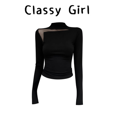 秋冬显瘦设计感打底衫拼接上衣