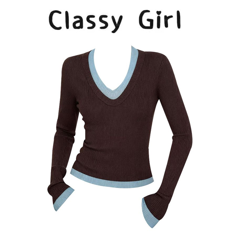 早秋修身内搭打底衫假两件上衣