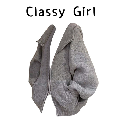 秋冬韩系慵懒风连帽针织毛衣外套