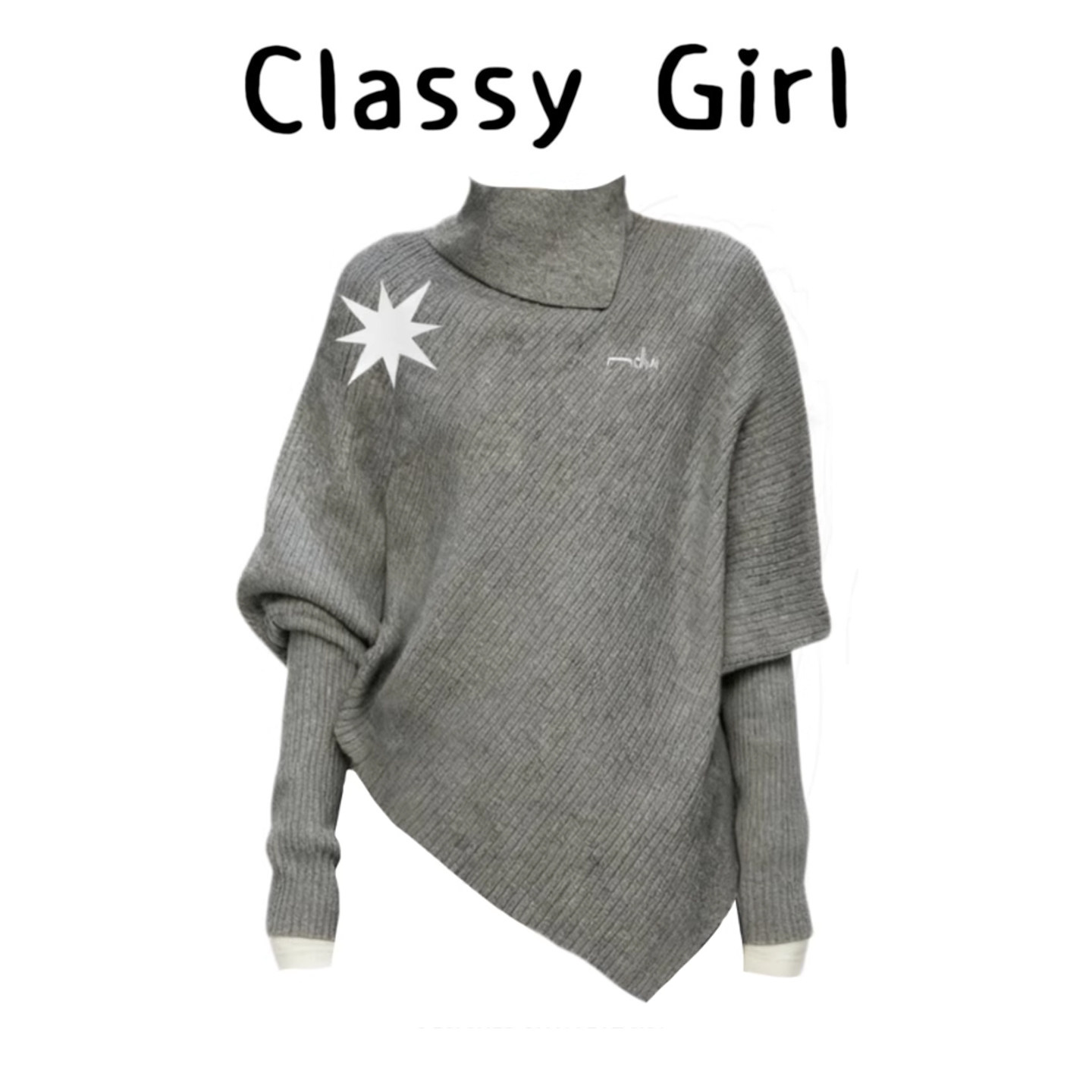 大码胖妹妹美式复古星星高领针织斗篷女秋冬不规则设计感小众毛衣,女装/女士精品,大码内搭,淘宝优惠券,粉丝福利购,淘宝优惠卷