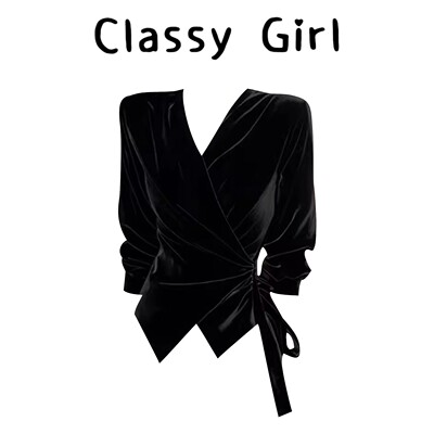 洋气不规则黑色打底衫上衣