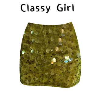 Classy 绿雾星芒 夏季 百搭重工包臀高腰显瘦半身短裙女 girl