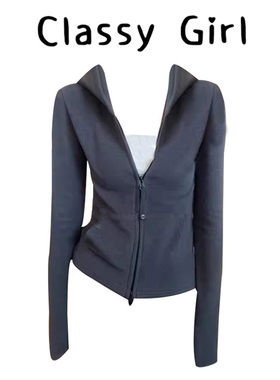 双拉链开衫灰色连帽长袖t恤女秋冬季2025新款帽衫上衣德绒打底衫