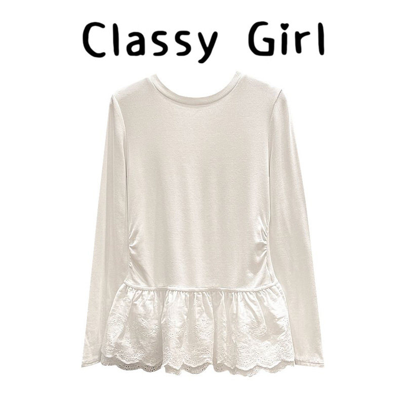 秋冬芭蕾蕾丝花边加厚打底衫上衣