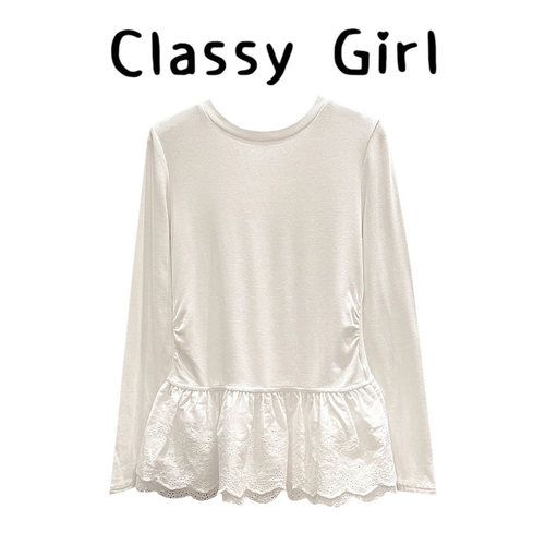 秋冬芭蕾蕾丝花边加厚打底衫上衣