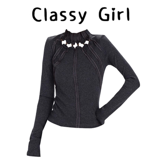 设计感修身 美式 新款 t恤女秋季 绝美好看上衣独特 复古辣妹镂空长袖