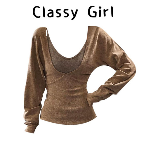 秋冬纯欲风辣妹两件套针织衫上衣