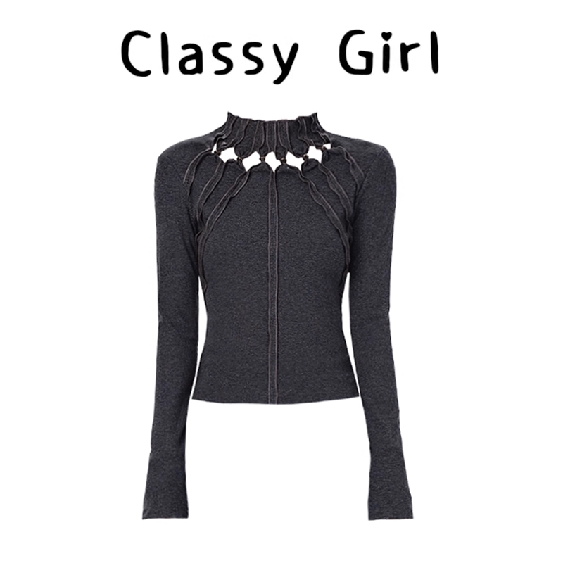 秋冬美式复古辣妹修身t恤上衣