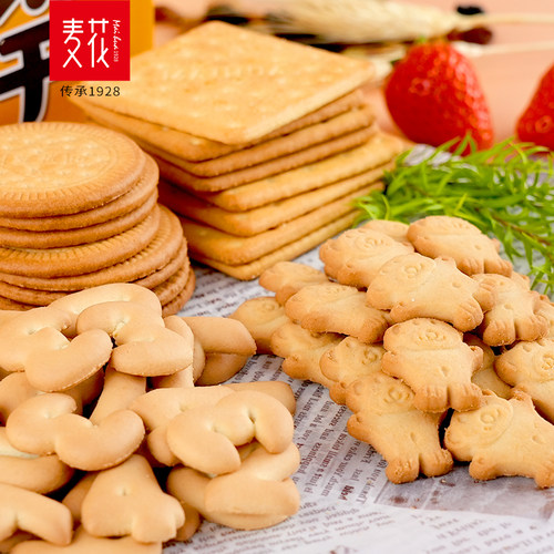 麦花儿童动物数字饼干礼盒800g