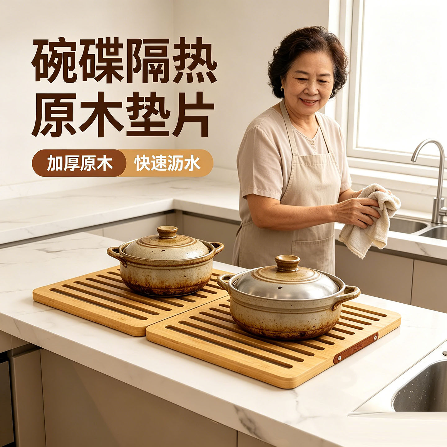 木制碗盘沥水架家用厨房台面方形碟子收纳架可折叠抽屉碗碟整理架