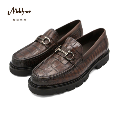 MELCHNER稀有鳄鱼皮商务休闲皮鞋一脚蹬男鞋手工皮鞋23FEA97E