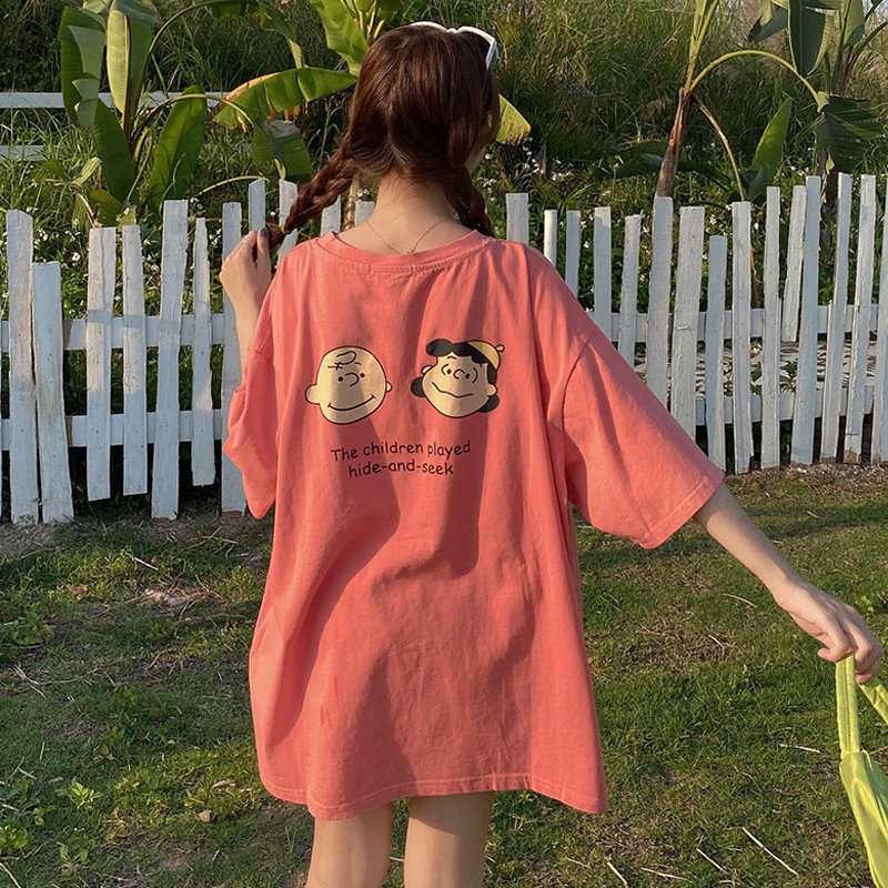 日系可爱下衣失踪短袖t恤女潮韩版ins大码宽松原宿风半袖上衣夏