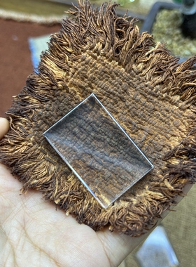 天然白水晶平安无事牌吊坠纯净无暇的手工打磨的绳子自己搓的