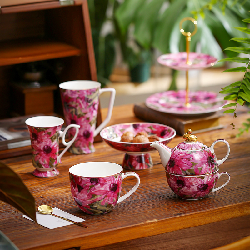 一抹青绿轻奢中欧骨瓷咖啡杯碟高档精致马克杯早餐牛奶杯茶具礼品