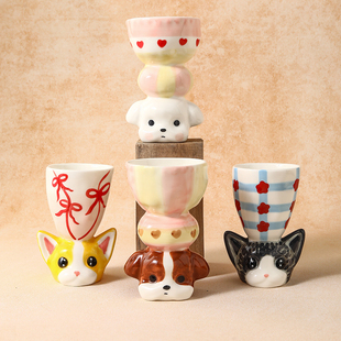 PKUK手作陶瓷杯可爱小猫趣味杯酸奶杯茶杯七夕新婚生日礼物马克杯