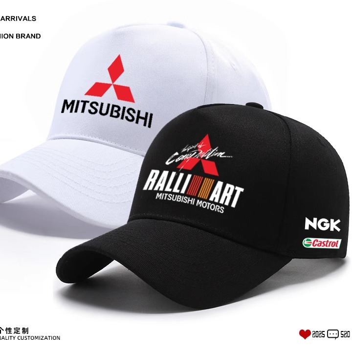 三菱标志赛车爱好者鸭舌帽日系JDM汽车改装车EVO帽子遮阳棒球帽
