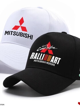 三菱标志赛车爱好者鸭舌帽日系JDM汽车改装车EVO帽子遮阳棒球帽