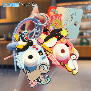 新款正版pingu企鹅投影相机玩具钥匙扣创意公仔书包挂件小礼品