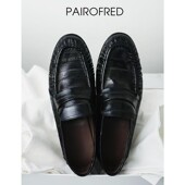 秋冬row通勤鞋 女真皮手工鞋 褶皱鳗鱼皮单鞋 一脚蹬乐福鞋