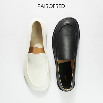 清冷松弛感穿搭小众乐福鞋女真皮一脚蹬平底单鞋穆勒鞋小皮鞋row