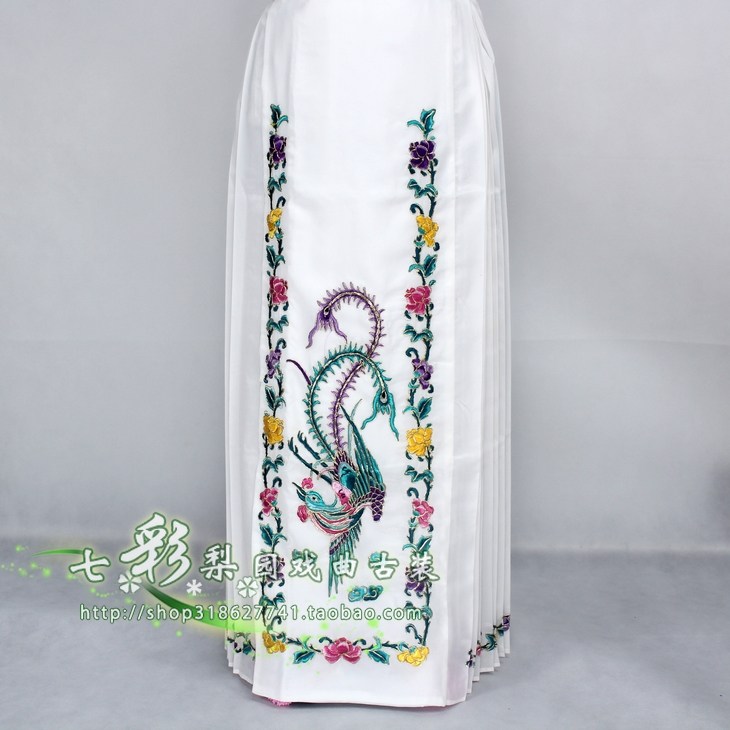 新款戏曲五彩均码腰包花旦小姐大褶裙古装老旦裙子绣凤绣花马面裙