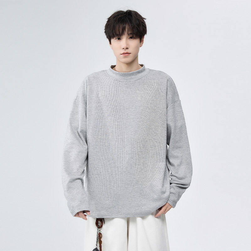 德绒半高领长袖T恤男秋冬季保暖