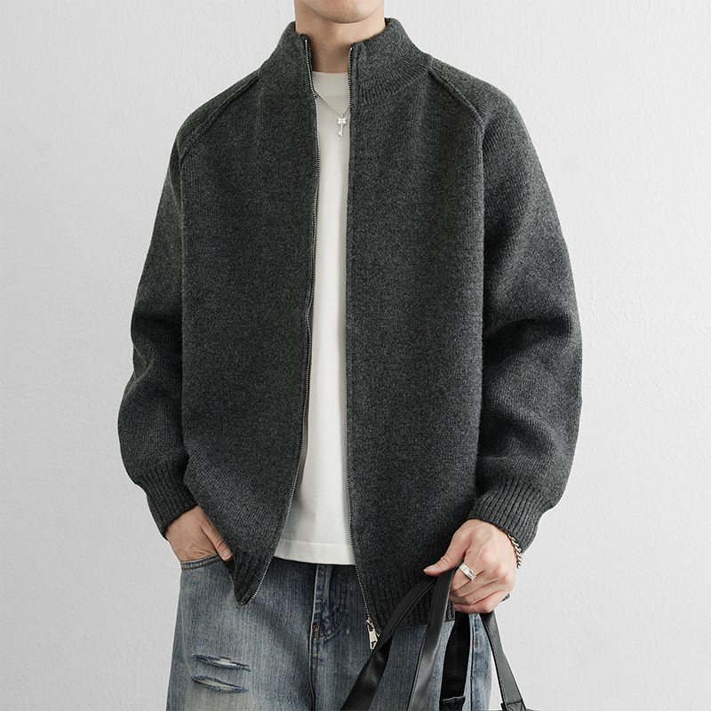 男士半高领秋季毛衣针织外套