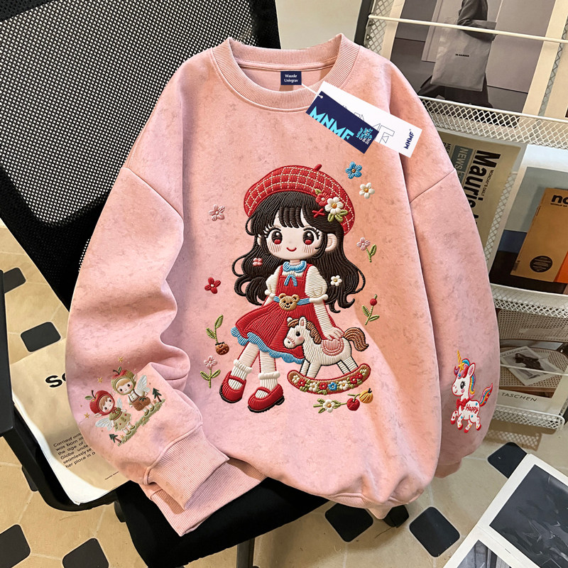 小女孩印花女童扎染圆领卫衣