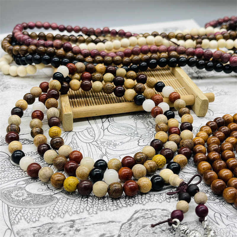 天然各种檀木质手串佛珠念珠108颗手链项链男女款节日旅游送礼品