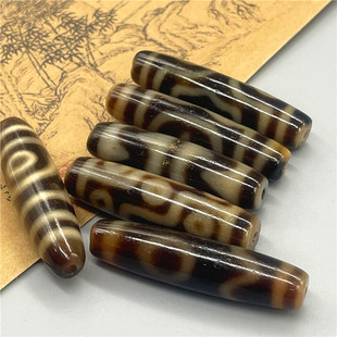 保真西藏包浆牙黄玛瑙老天珠玉髓天珠九眼虎牙项坠吊坠子男女饰品