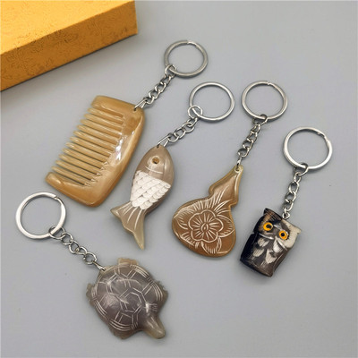 保真天然牦牛角吊坠钥匙扣