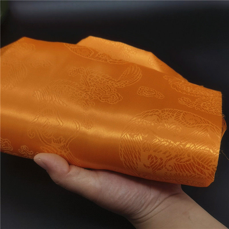 哈达藏式用品藏族饰品围巾提花龙凤车饰蒙古礼仪用品2.3米长黄色
