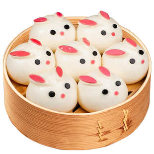 卡通包子馒头玉兔兔子包儿童早餐豆沙包半成品瑞兔生肖年馍新年