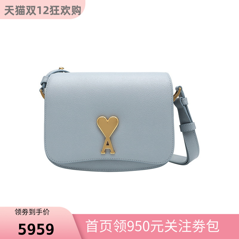 Ami Paris 24秋冬新品女士经典爱心logo标志时尚单肩斜挎包手提袋