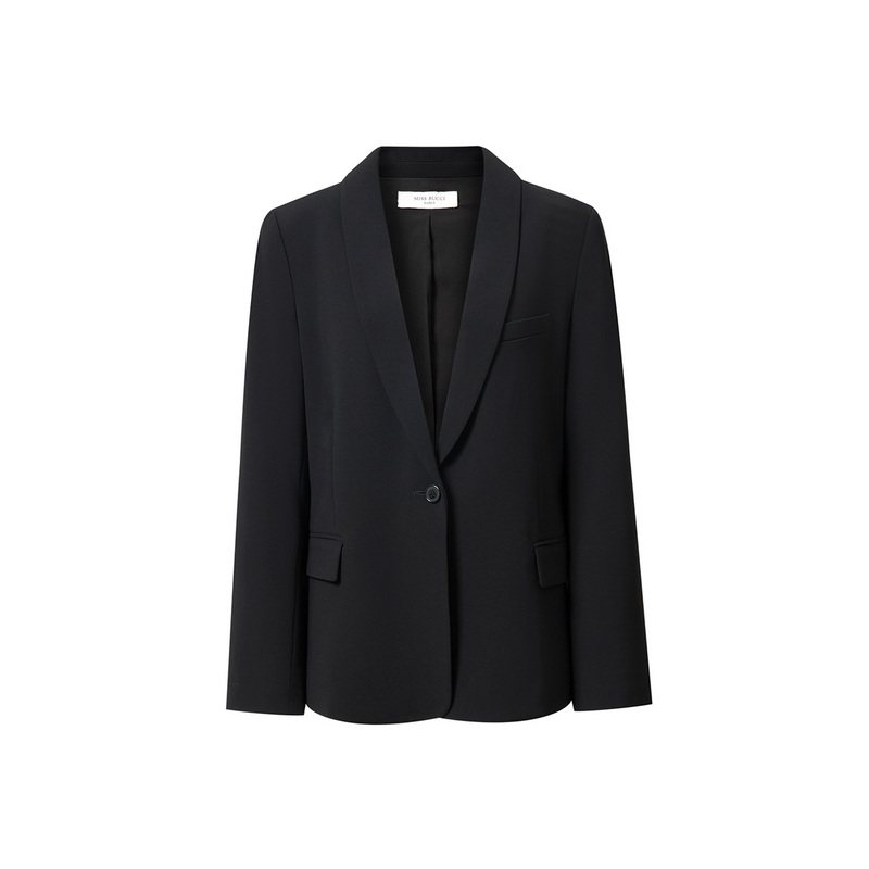 MISS BUCCI春夏新品女士时尚通勤单扣纯色收腰休闲单西装外套