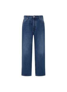 AMI PARIS 24早秋新品男士时尚复古蓝色直筒休闲简约棉质牛仔长裤