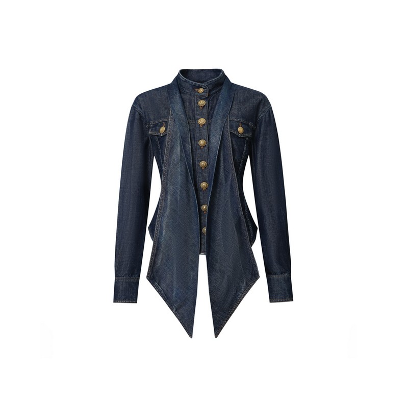 BALMAIN金属扣设计牛仔衬衫
