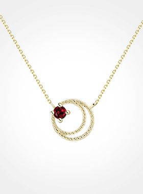 WOODS VOICE女士红宝晨星项链吊坠原创轻奢小众时尚锁骨链 两个色