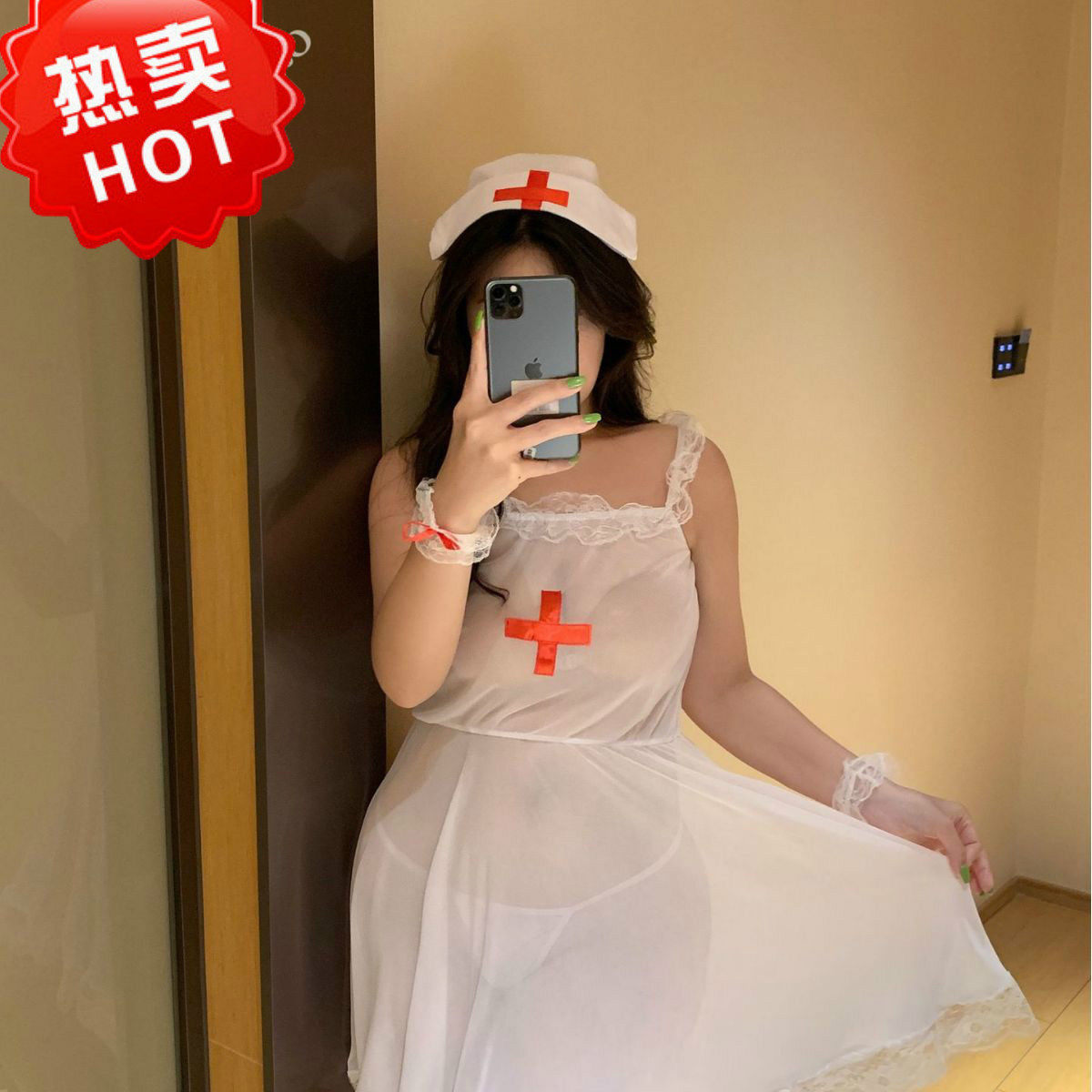 大码情趣内衣护士服性感制服透明套装网纱吊带睡裙角色扮演纯欲