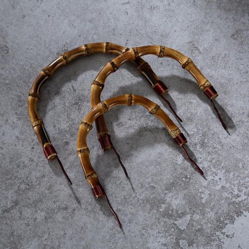 提梁壶把手茶壶配件竹制手提单提手竹根铜线手工日式提壶手把