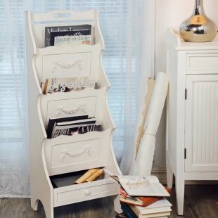 特价清仓法式复古雕花书报架落地杂志架资料展示架子花架四层书架