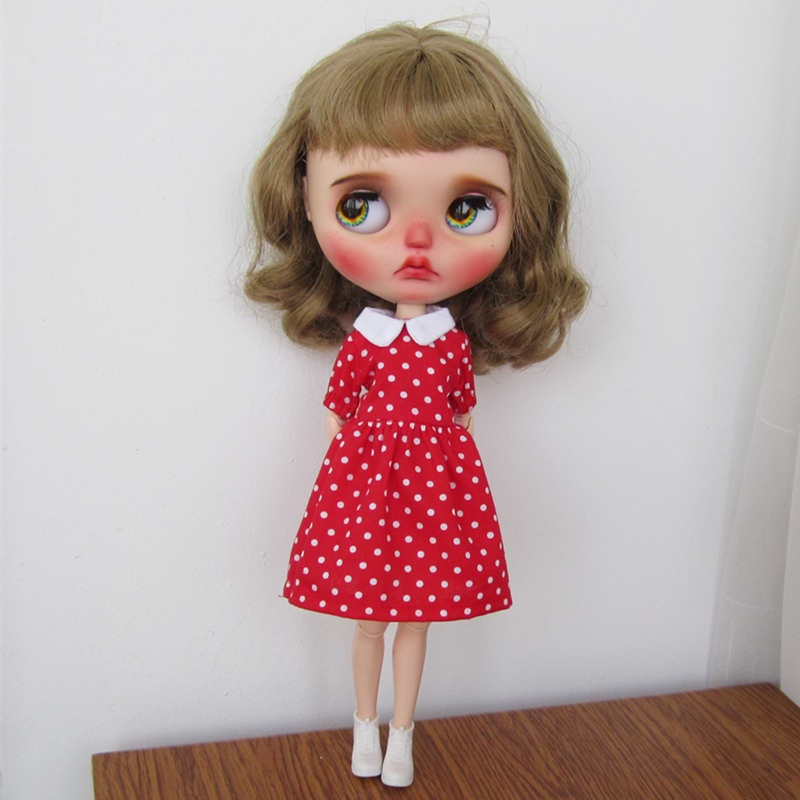blythe小布娃衣 licca ob22 ob24 azone 圆领连衣裙 手作娃衣