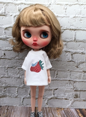 新品blythe小布娃娃衣服 ob24 azone licca 19关节体潮牌T恤 娃衣