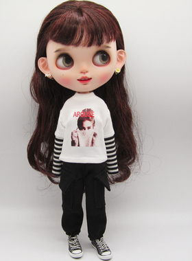 小布blythe娃衣 licca azone ob22 ob24 芭可比儿 T恤 工装裤娃衣