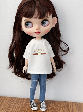 blythe娃衣 小布衣服 芭可比儿 ob24 azone licca潮牌T恤手工娃衣