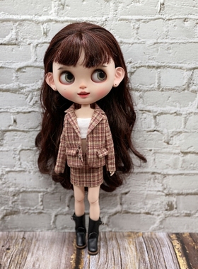 小布blythe娃衣 复古西服套装 ob24 azone s licca 手工娃娃衣服