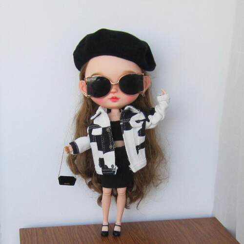 blythe小布衣服 芭可比儿 ob24 ob26 azone 奶牛纹外套 手工娃衣