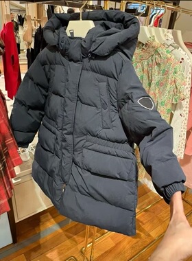 Choice.i Girl bp 女大童女童袖章藏蓝白鸭绒连帽羽绒服外套